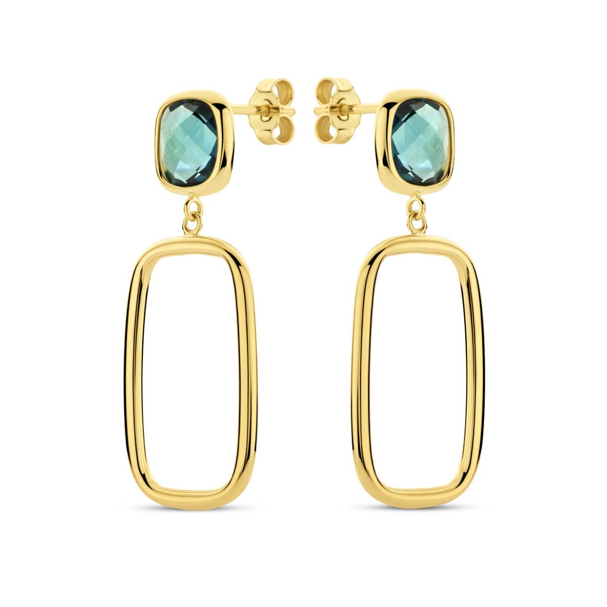 Italo Bottene gouden oorhangers met blauwe topaas