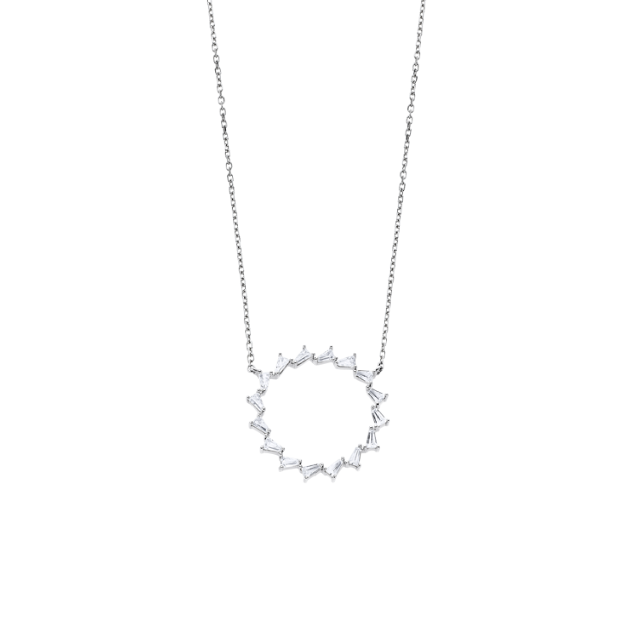Ketting in zilver met ronde hanger en zirconium
