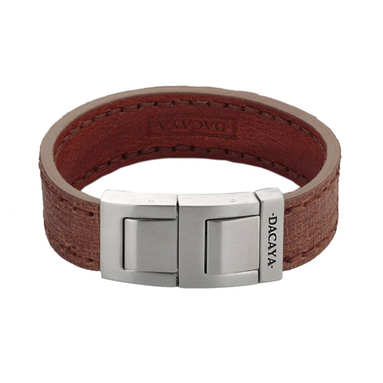 Dacaya armband leder edelstaal timber brown 20mm Dacaya F113220
19-21cm