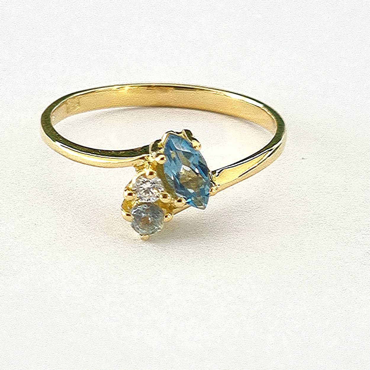 Ring goud 18kt met diamanten en kleurstenen