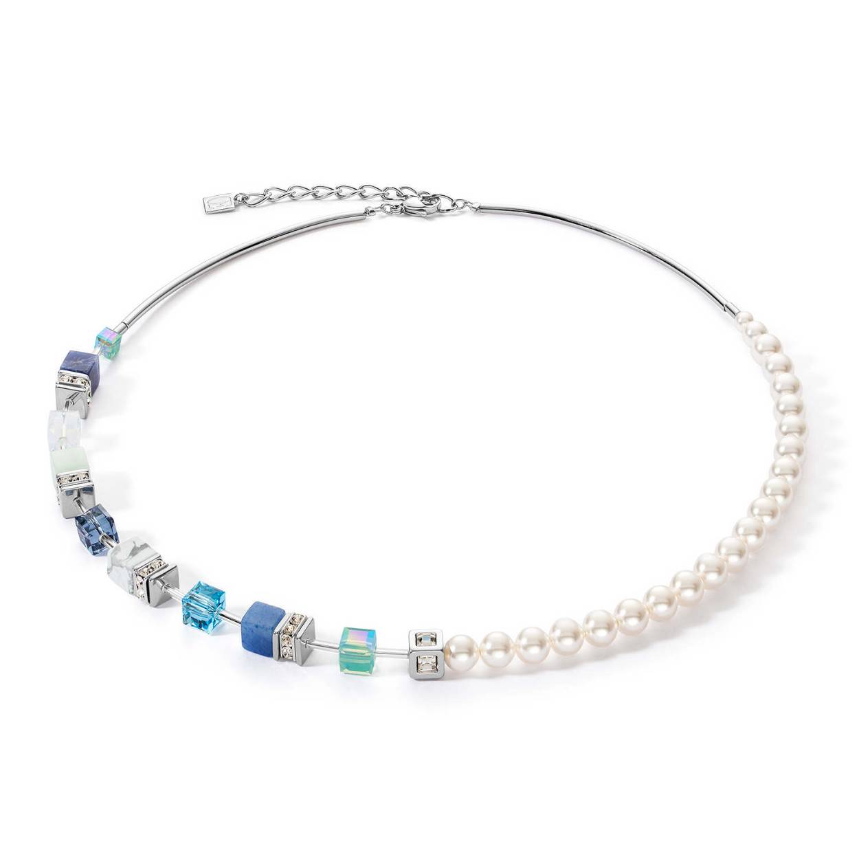 Coeur de Lion collier, aqua/parels