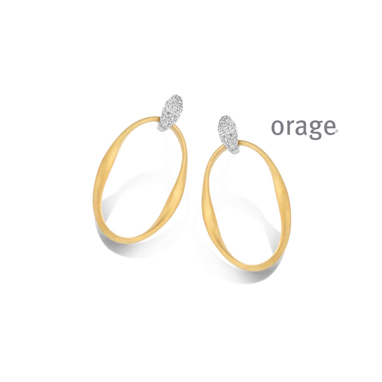 Bicolor (goud/zilverkleurige) oorbellen met zirkonium van Orage
Bijhorende ketting met hanger ook verkrijgbaar