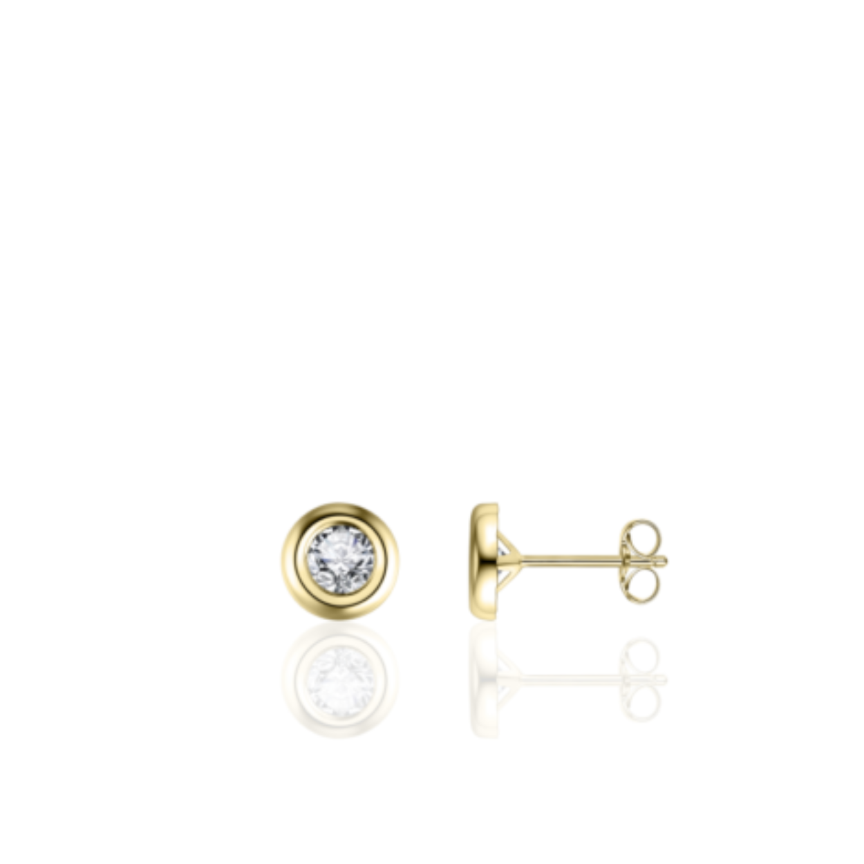 14k gouden oorknop met zirkonia 4mm