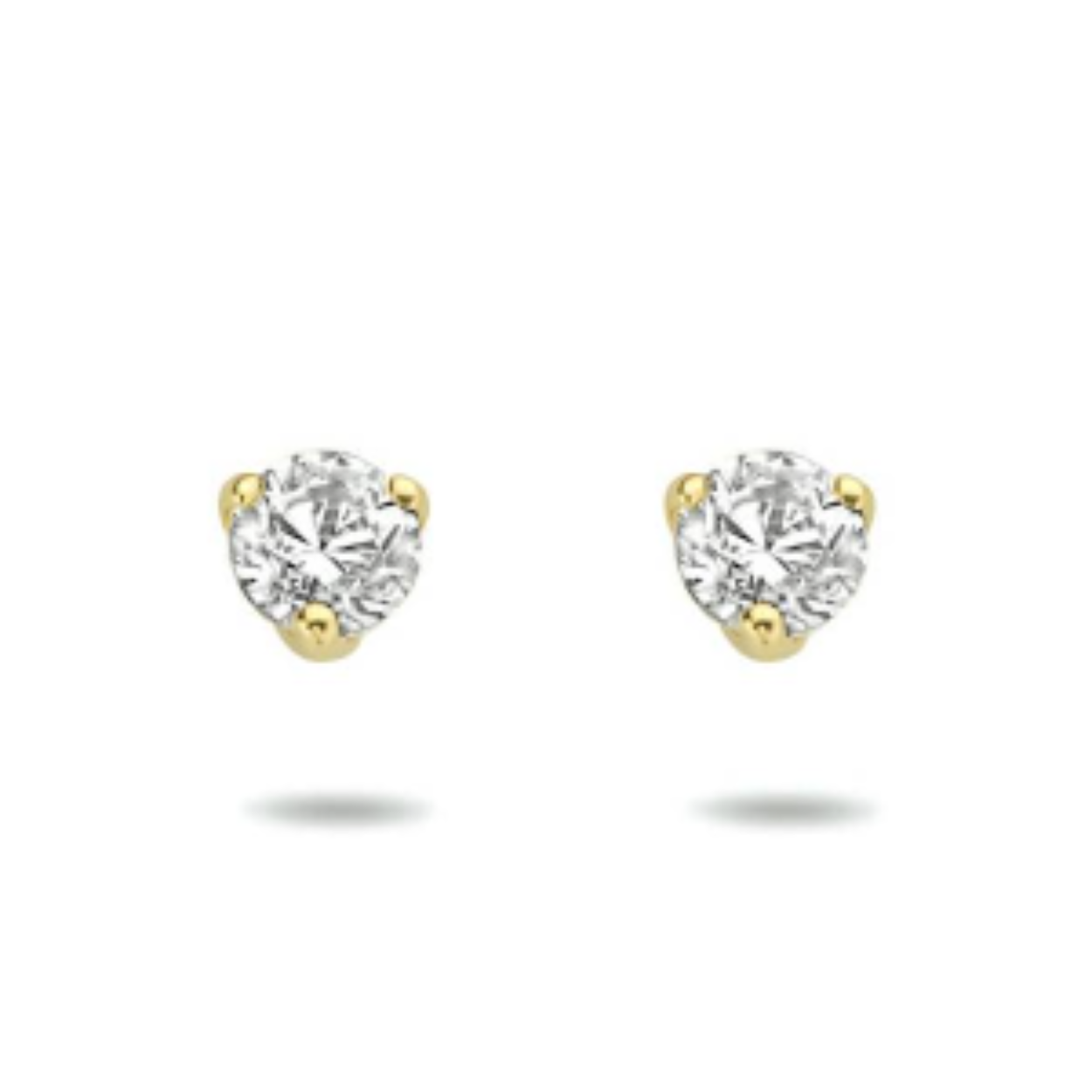 gouden oorsteker met zirkonia 2.5mm