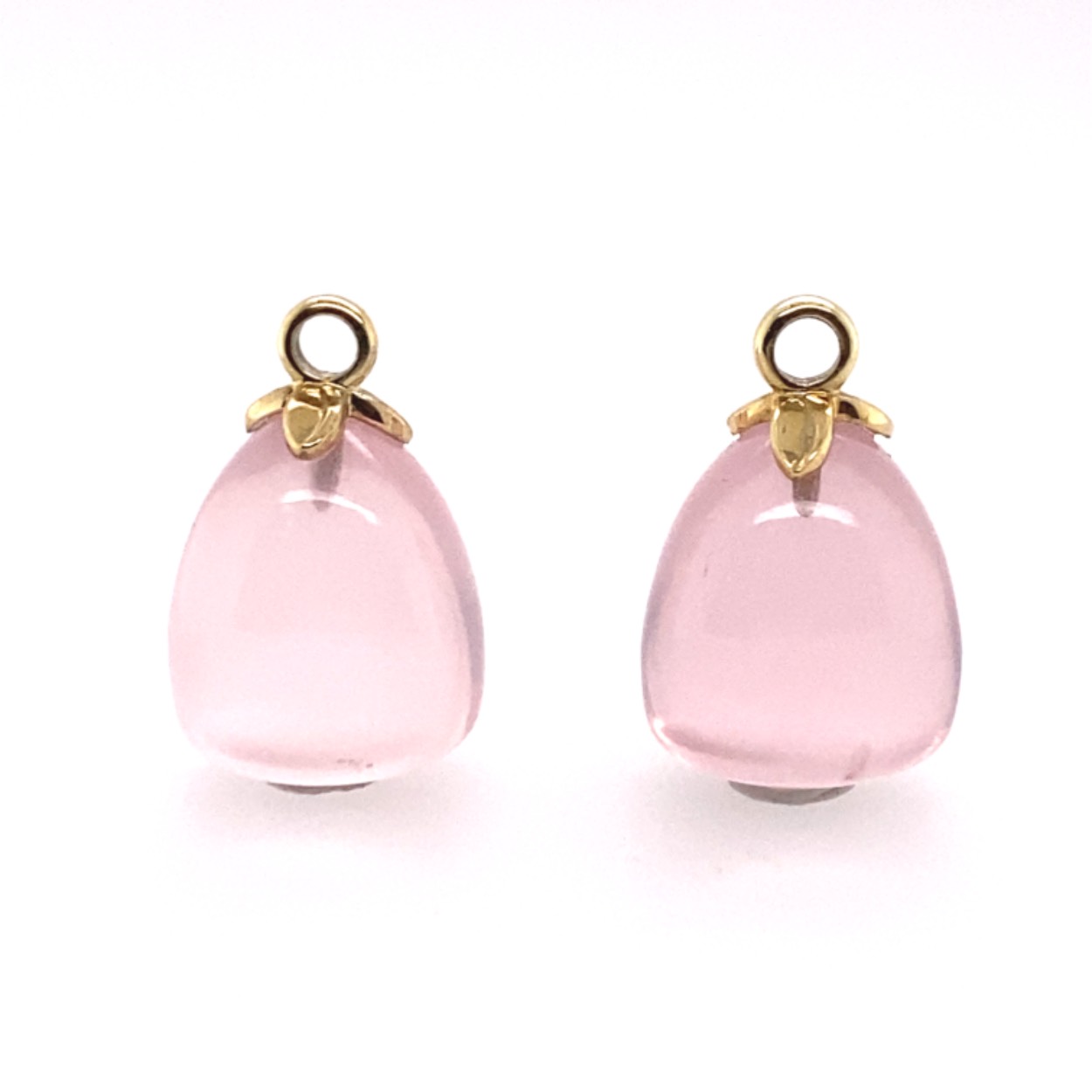 gouden oobedels met roze kwarts zonder creolen