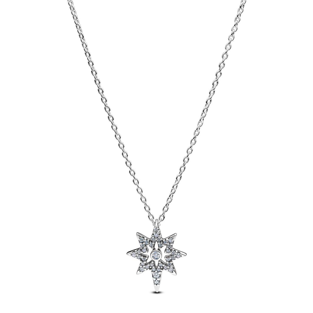 Pandora - Zilveren collier incl. hanger, noorderster bezet met zirconia's, maat: 45cm - 393600C01-45