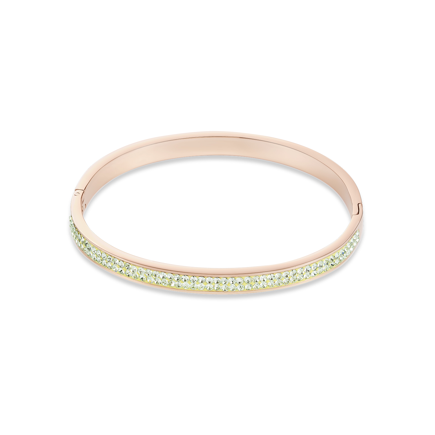 Mooie rosévergulde bangle met pavé kristallen van Coeur de Lion. Tijdloos mooie armband met fonkelende kristallen, leuk om te combineren met de GeoCUBE armbanden.