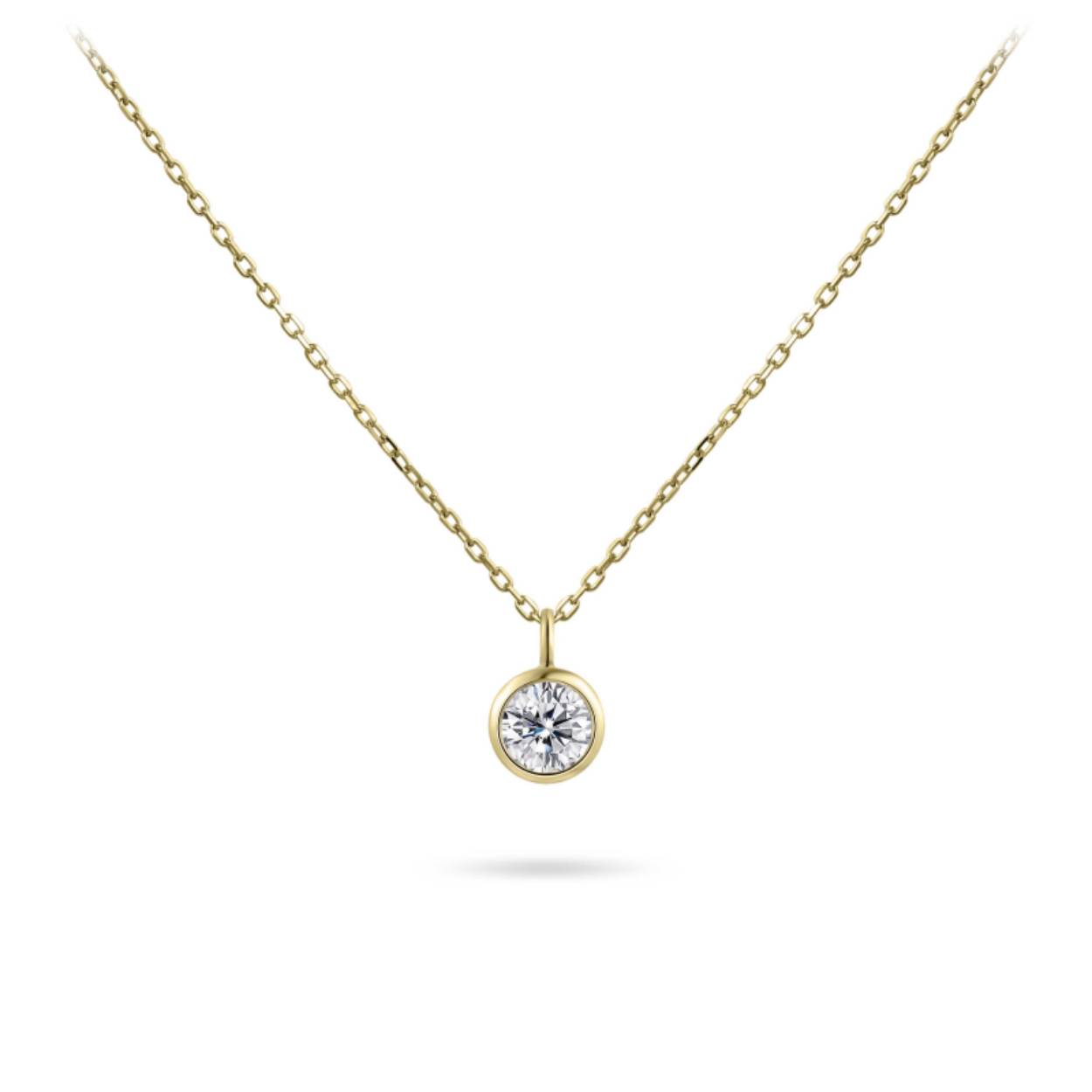 14 karaat goud | zirconia 4 mm | ketting 38 + 4cm