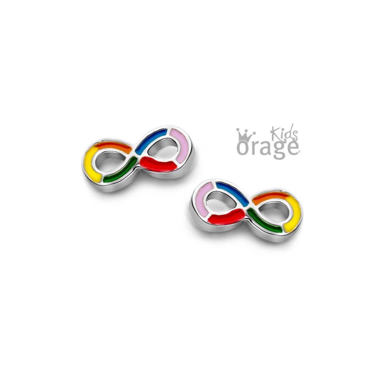 Orage Kids oorstekers zilver infinity multi color