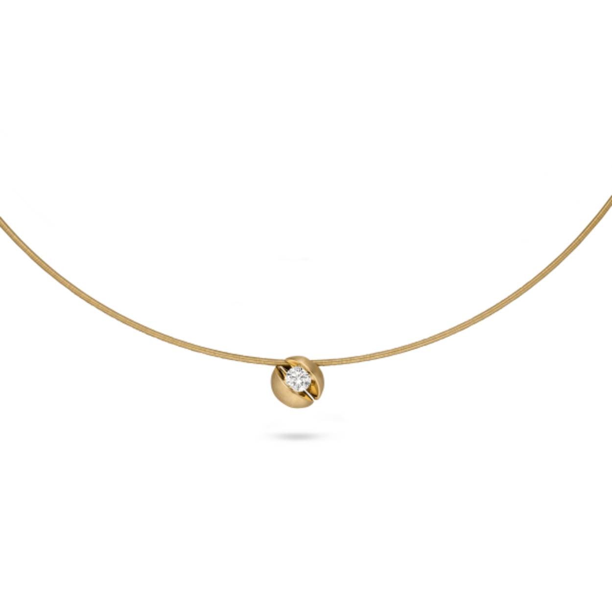 18 krt geelgouden spang met hanger Calla 0.027ct Brilliant G si