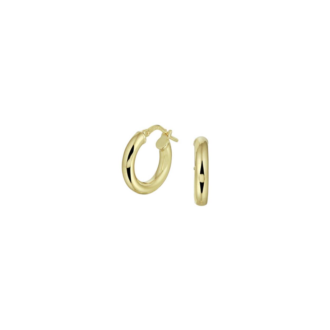 Zilver & goud gecombineerd 16mm oorring 4mm dik met zilveren kern