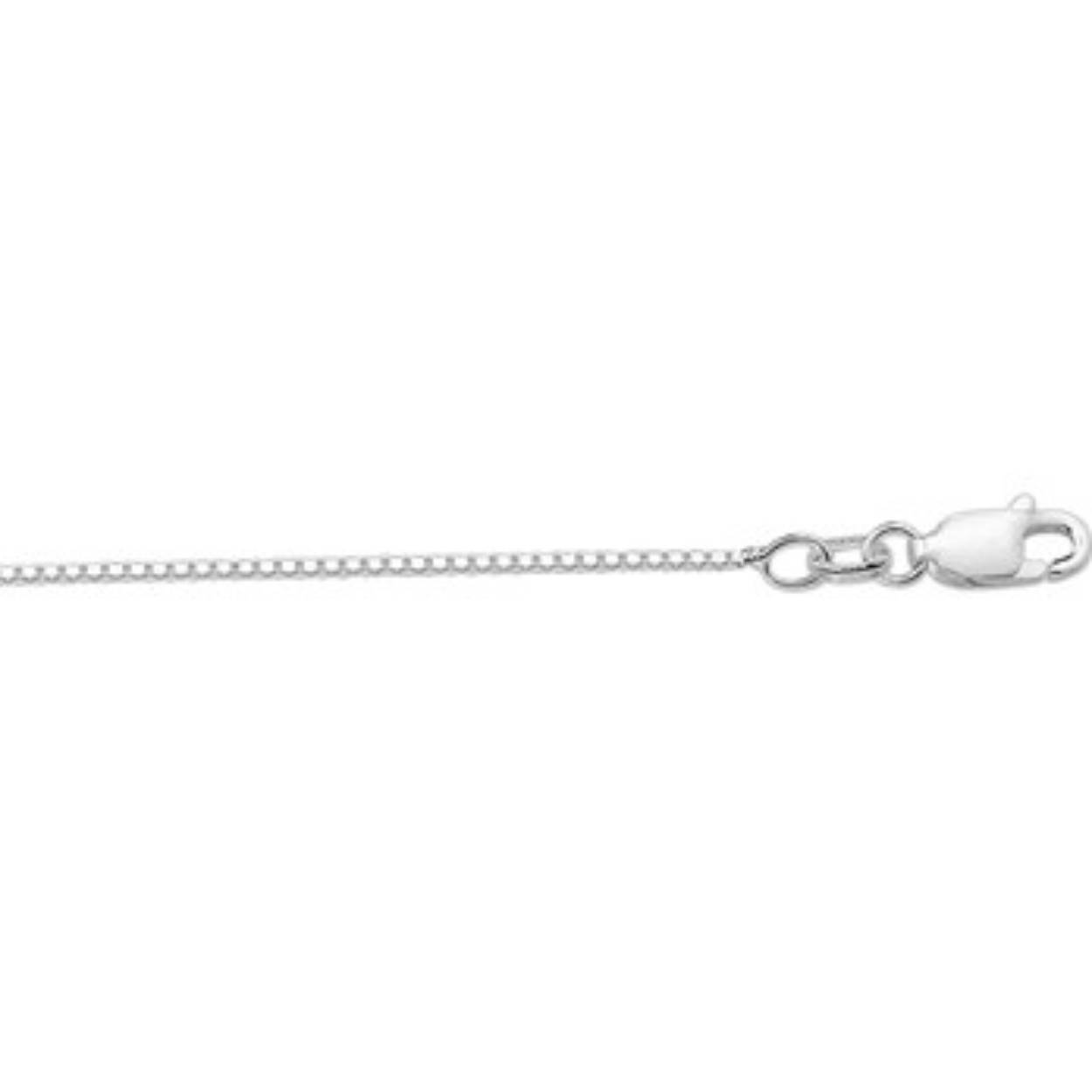 Zilveren collier in venetiaan schakel, de breedte is 1.2mm en de lengte 45cm.