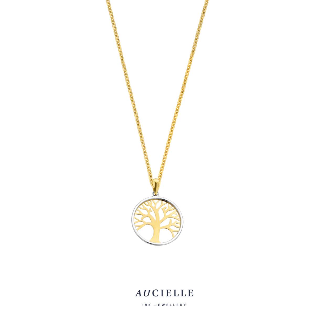 AuCielle Hanger levensboom goud 18k bicolor (zonder ketting, apart verkrijgbaar)