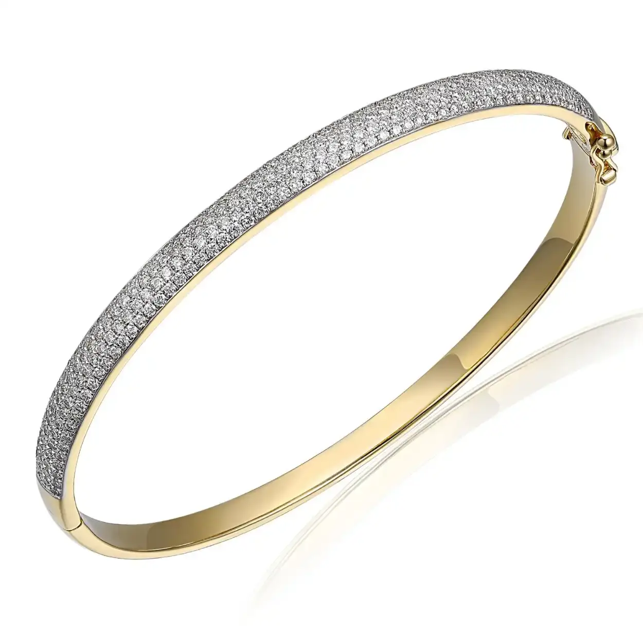 14kt. Geelgouden bangle, pave 236-1.79ct H/Si