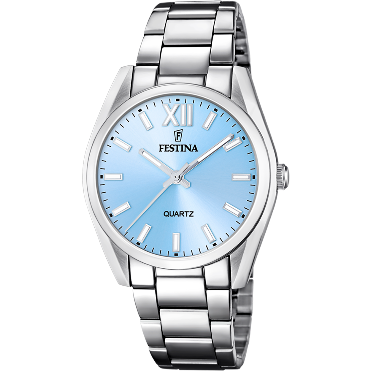 F20622/3 van Festina in edelstaal met lichtblauwe wijzerplaat