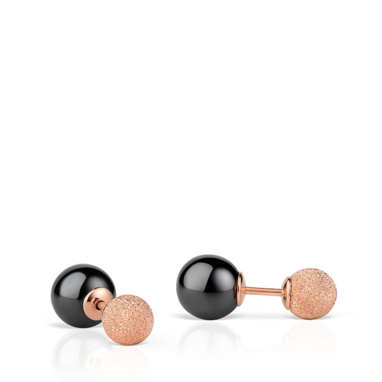 Edelstaal bering oorbellen rose/zwart 703-396-05