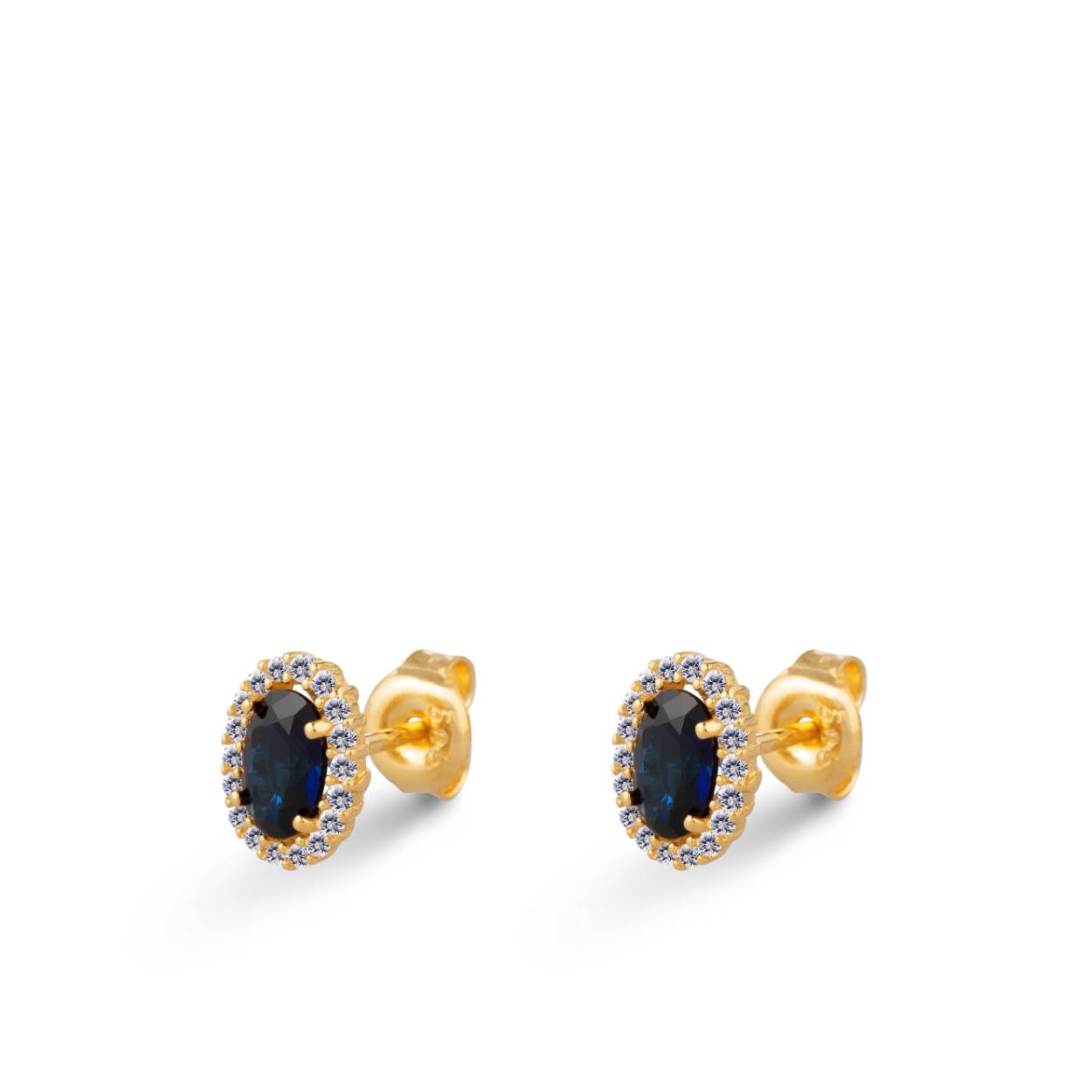 Gouden oorstekers met synthetische saffier en zirkonia's.

Bij deze oorstekers is een bijpassende ring en hanger verkrijgbaar.
