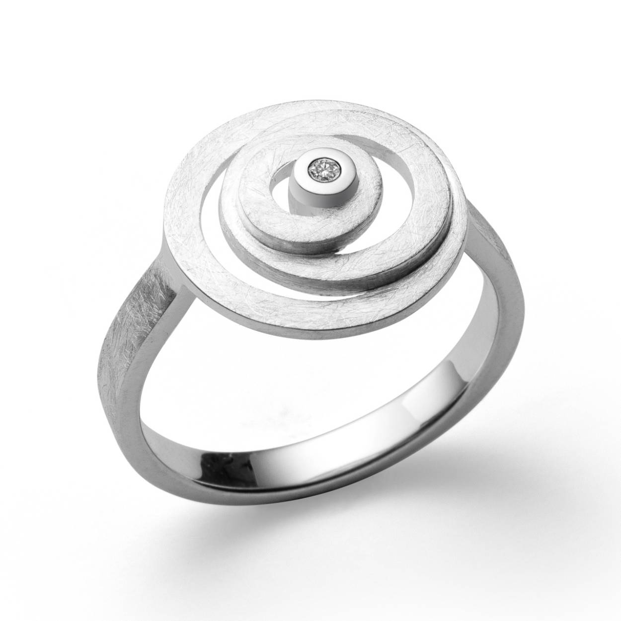 Zilveren ring cirkel ijs mat diamant