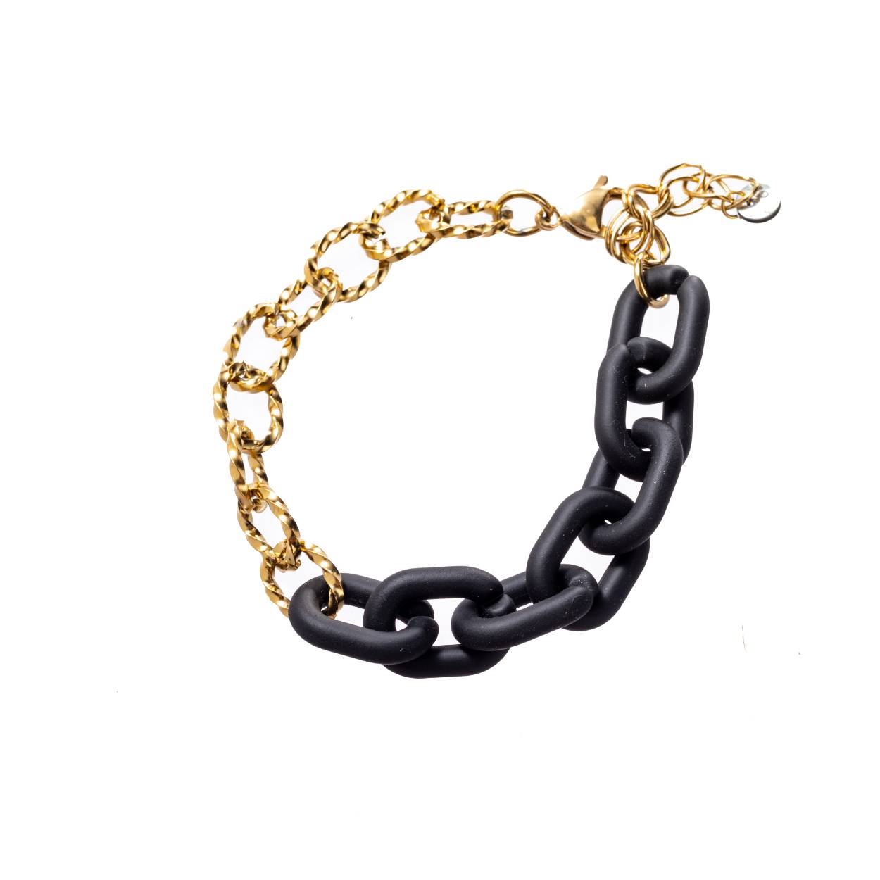 Go Dutch Bracelet half/half link - 14k + black