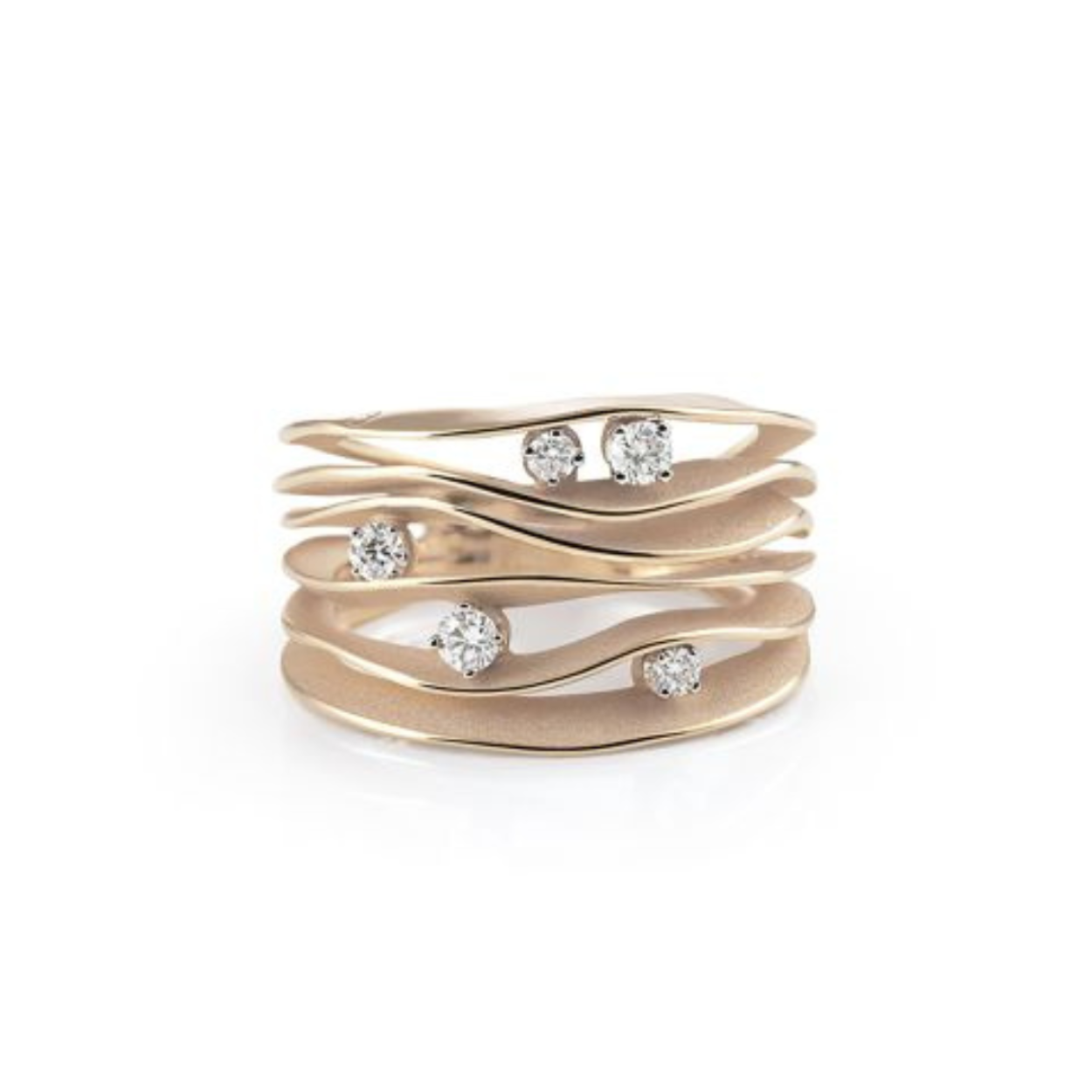 Dune Series Ring, 18Kt Natural Beige Gold met diamanten 0.28ct