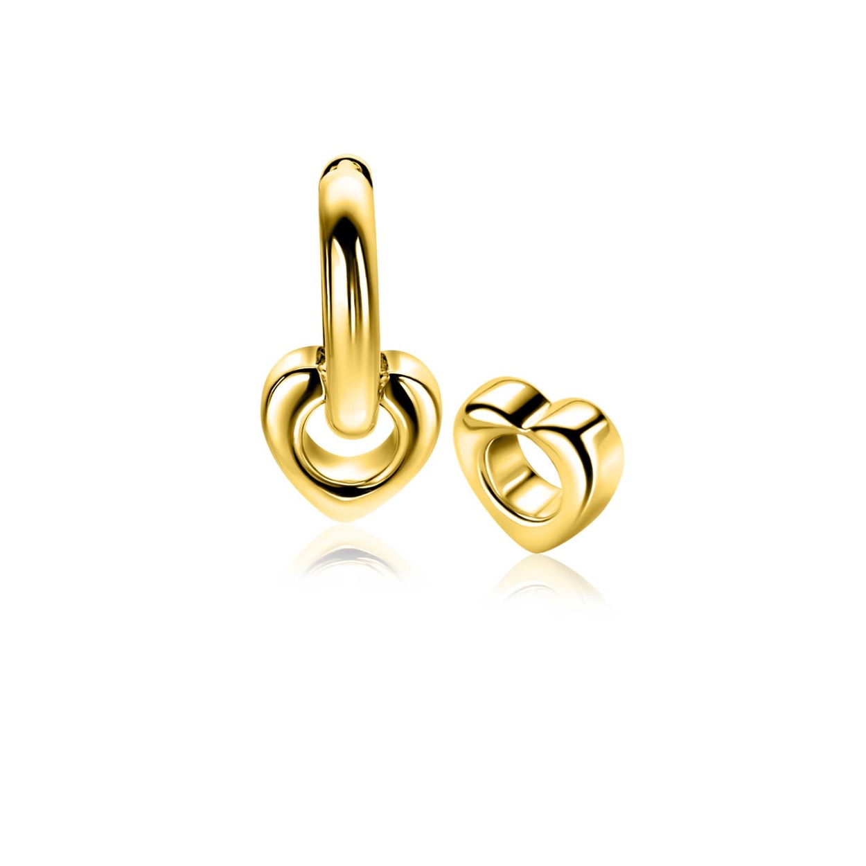 ZINZI gold plated zilveren oorbedels (10mm) met een sierlijk open hart, dat mooi aan je oorringen hangt. De oorringen zijn niet bij de prijs inbegrepen. Vervaardigd van eerste gehalte zilver (925) en extra geel verguld.