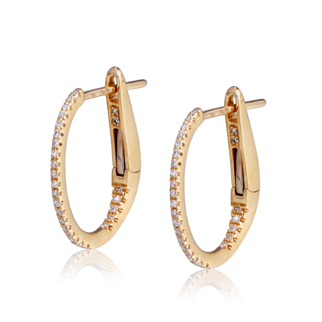 14k geelgouden klapcreool met diamant