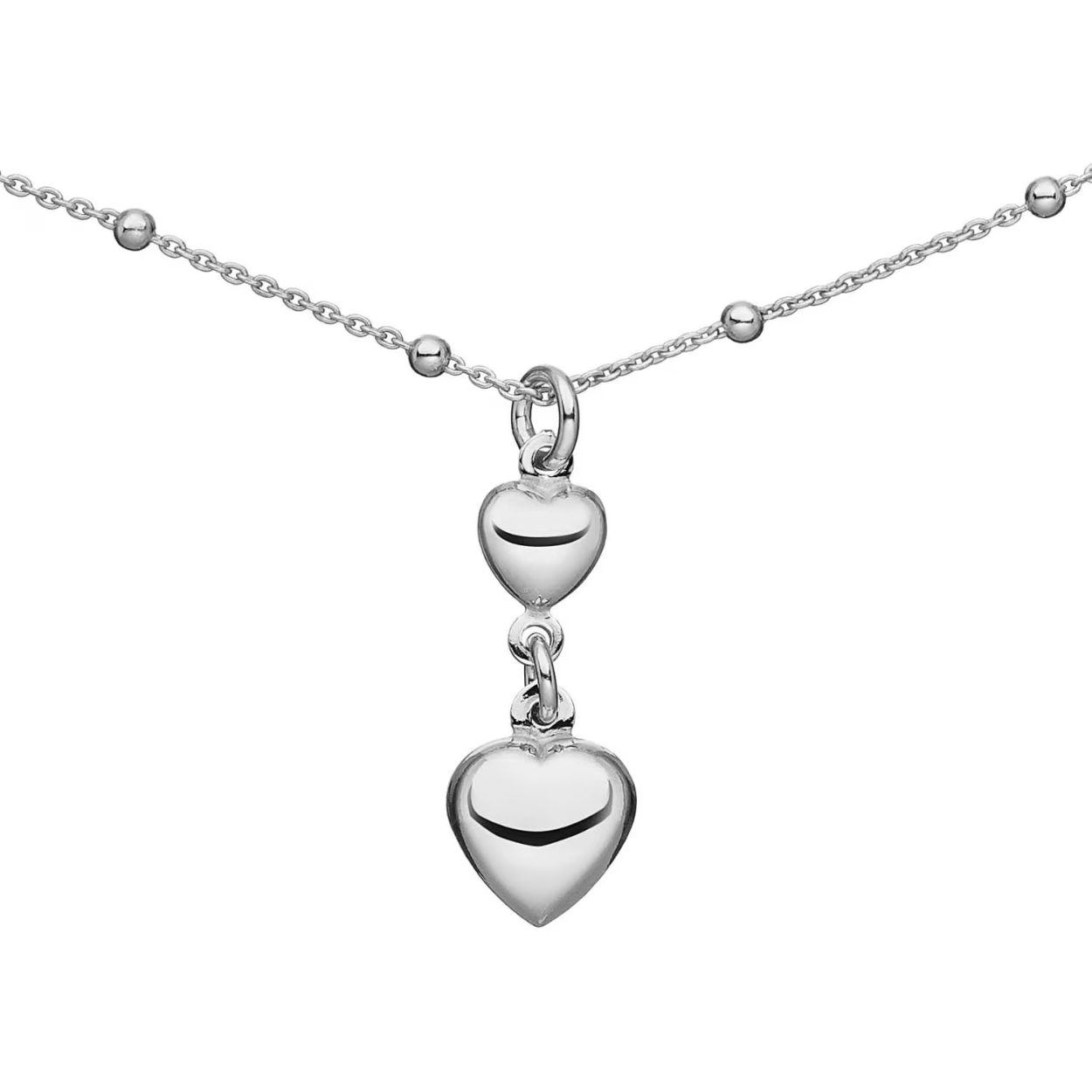 zilver collier met hartjes 
42-45 cm lang