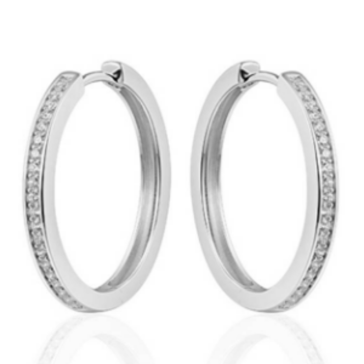 Zilveren oorringen met zirkonia 30mm