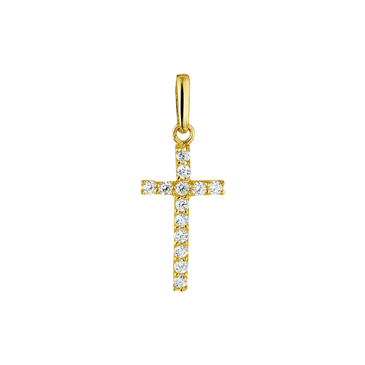 Gouden hanger kruis met zirkonia