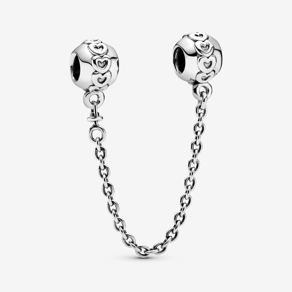 Pandora - Zilveren veiligheidsketting met hartjes 5cm - 791088