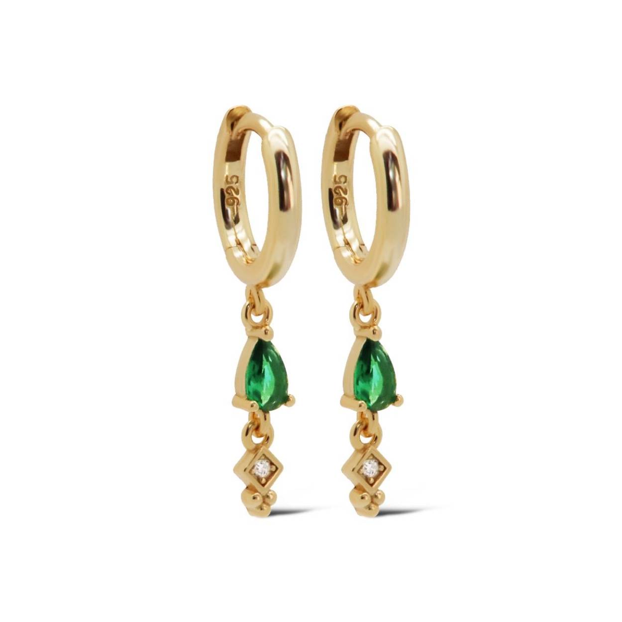 Karma Oorbellen Mina Drop Emerald Goldplated