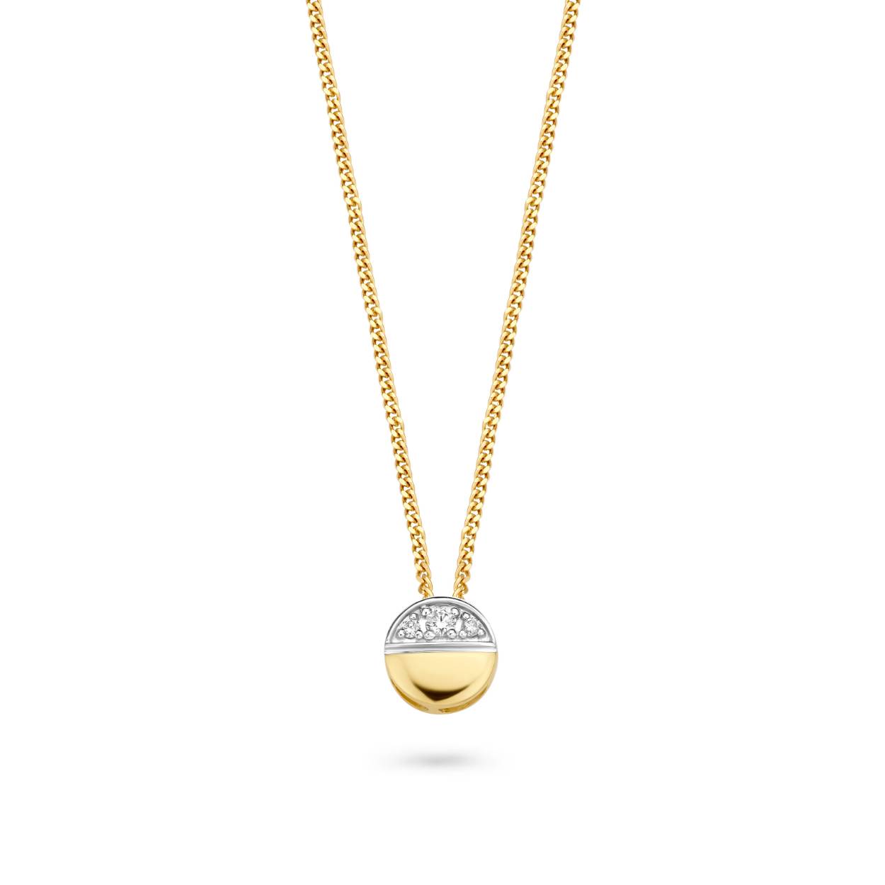 14 karaats geel- met witgouden hanger met diamant 0.05 crt. (excl. collier)