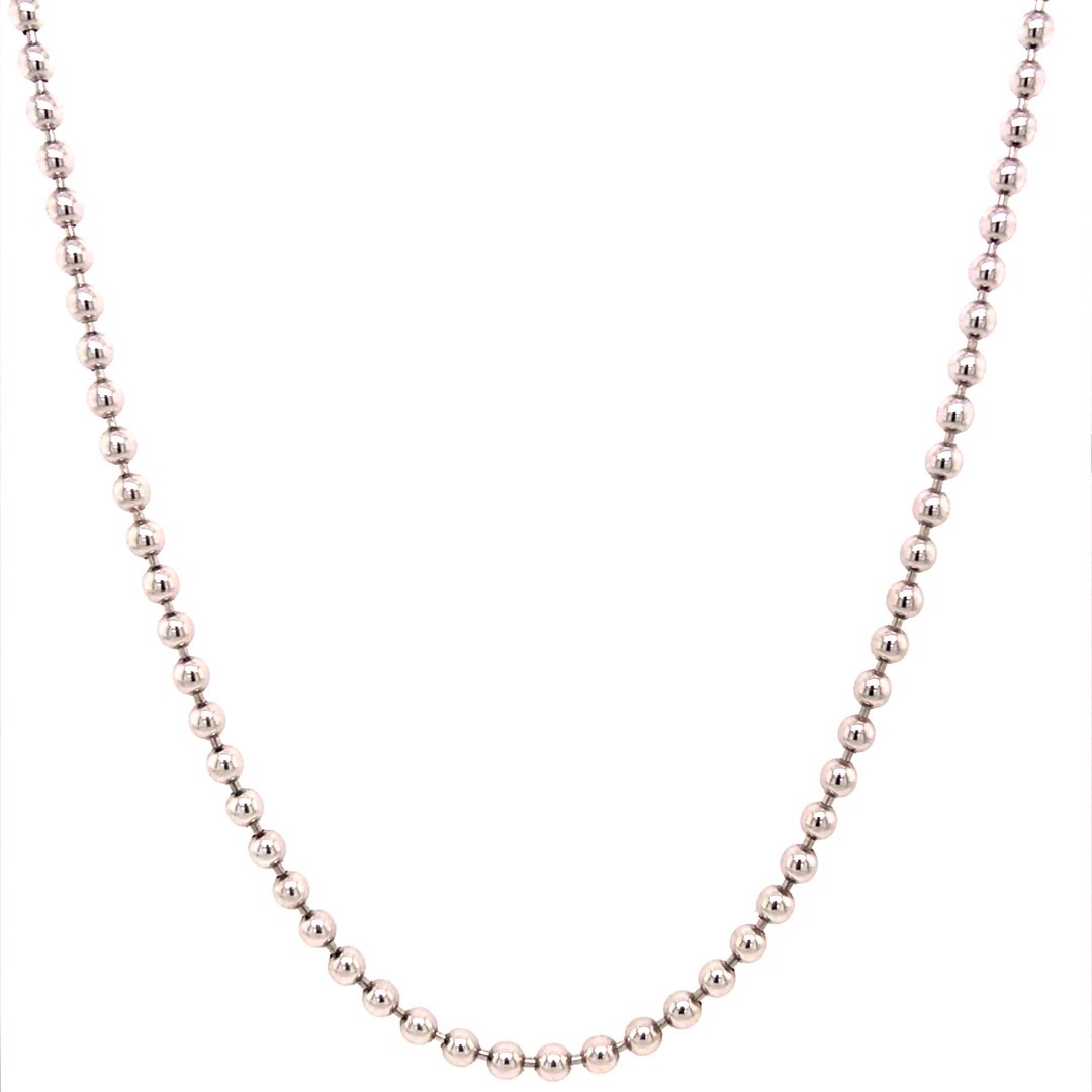 Bron 14krt Witgouden Collier 45cm 3mm bolletjes
