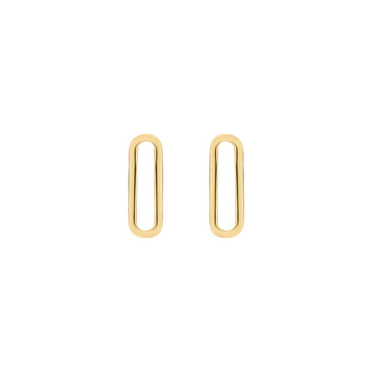 Deze elegante, langwerpige oorbedels hebben de vorm van een schakel, ze zijn 10,5 mm lang en gemaakt van 14k geelgoud. Je schuift ze eenvoudig om een oorring met maximaal 1,6 mm doorsnede. Mooi op zichzelf maar ook in combinatie met andere (oor)sieraden uit onze collectie.