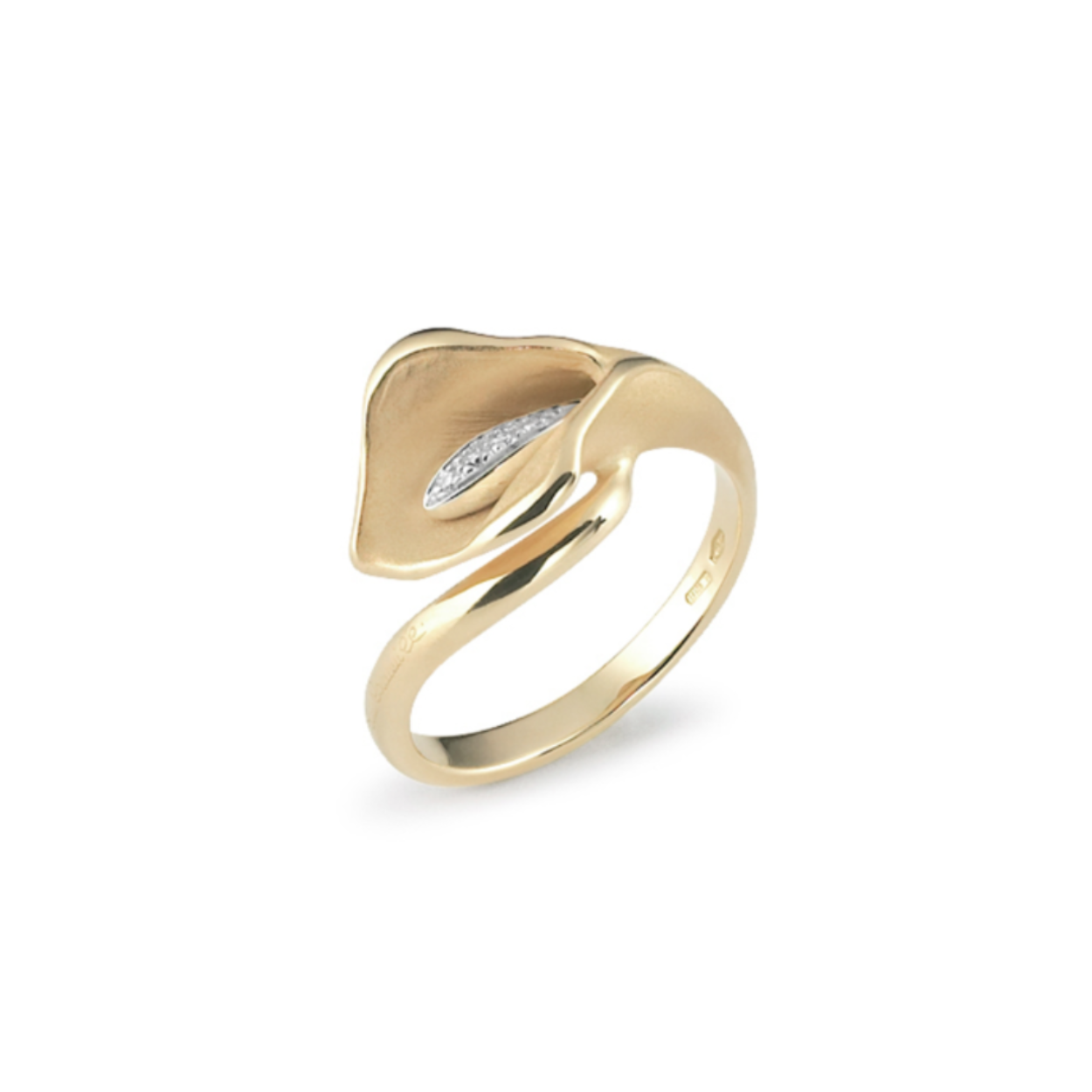 Calla Series Ring, 18Kt Yellow Sunrise Gold met diamanten 0.04ct.