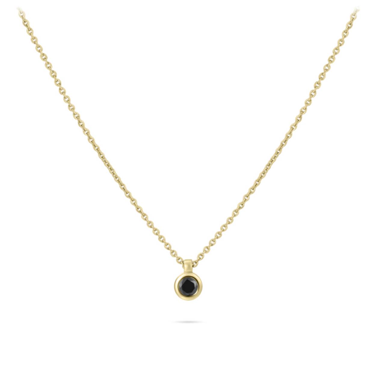 verguld zilver collier met hanger zwart zirkonia 42 + 5 cm 
