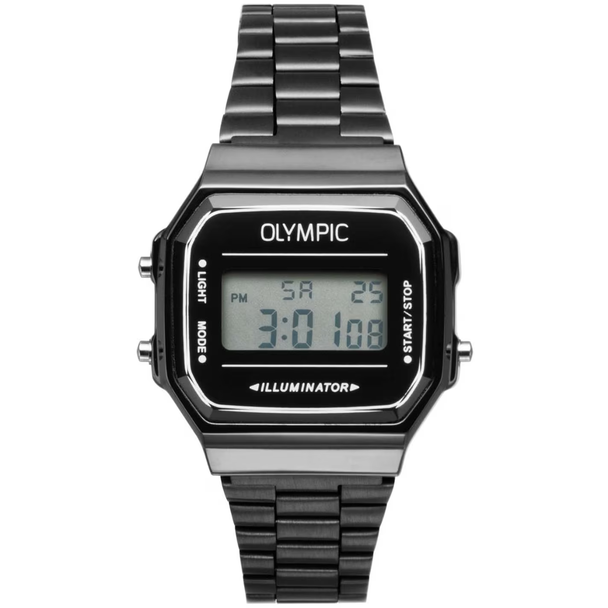Olympic OL66HKS004 Digital Horloge Staal 38,6x 36,3mm 
Dit unieke Olympic horloge met artikelnummer: OL66HKS004 is een digitaal horloge met een sportieve uitstraling. Het horloge heeft een rechthoekige zwarte metalen kast met een zwart digitaal venster met witte accenten. Het horloge heeft meerdere functies zoals, tijd, datum, stopwatch, alarm en verlichting. Aan de kast zit een zwarte stalen matte schakelband met kliksluiting. Het horloge heeft een mineraalglas, een afmeting van 38,6x 36,3mm en is 3ATM.

Het merk:
Een mooi horloge hoeft niet duur te zijn! Het Nederlandse horlogemerk Olympic levert stoere chronografen, slimline series, digitale uurwerken en elegante dameshorloges. De prijs-kwaliteitverhouding staat bij Olympic hoog in het vaandel met prijzen die uiteenlopen van € 34,95 tot en met € 159,00.

100% Nederlands ontwerp, waterdicht en standaard 3 jaar fabrieksgarantie.

Specificaties:
- Rechthoekige kast 38,6x 36,3mm
- Metalen horlogekast
- Stalen schakelband
- 3ATM 
- Standaard 3 jaar fabrieksgarantie
- Mineraalglas