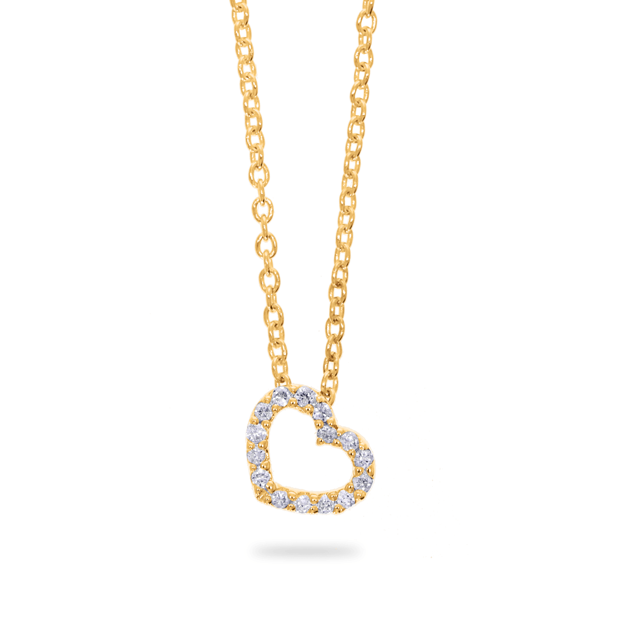 14 krt gouden collier met hart hanger diamant