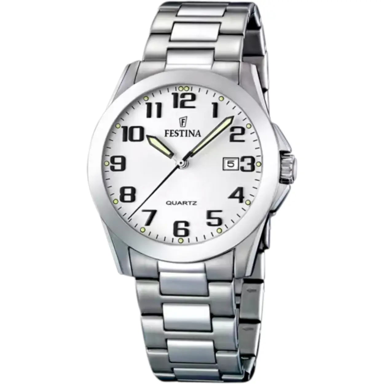 Herenuurwerk van Festina uit de 'Classics' collectie
Zilverkleurige band en kast in edelstaal
Witte wijzerplaat met duidelijke cijfers en datumaanduiding
Lichtgevende wijzers en indexen
Waterdichtheid: 5 ATM