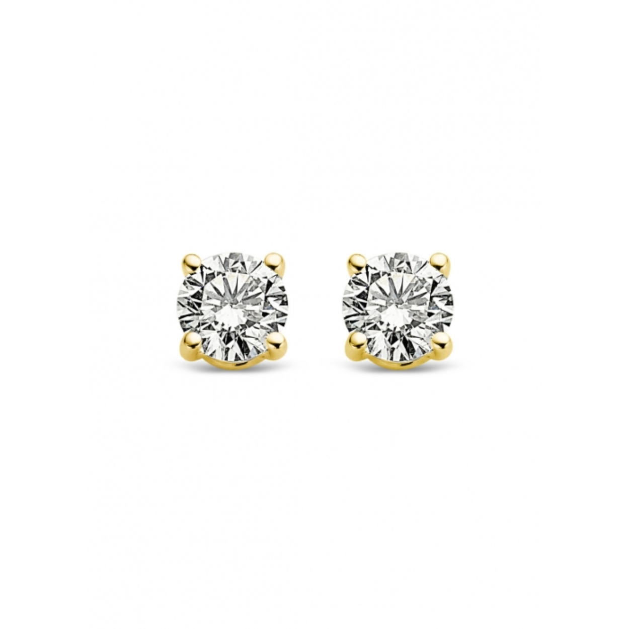 Oorknop met diamant in 4 poots zetting