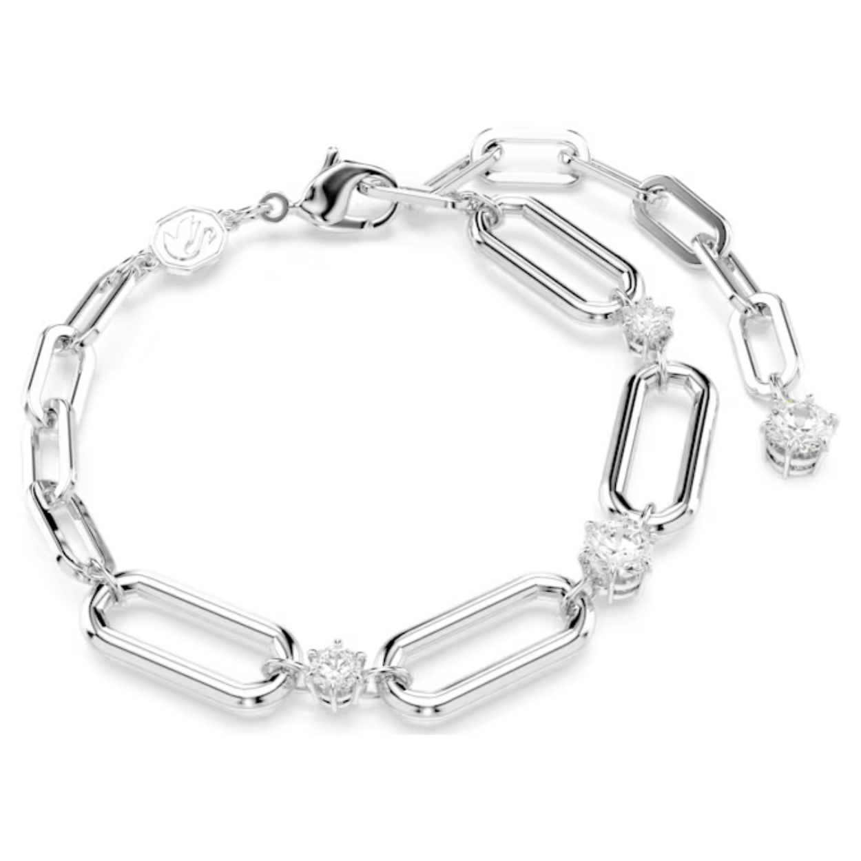 De armband met rhodium toplaag is ontworpen om de sterrenuitstraling van de Constella-lijn te benadrukken. Dit adembenemende horloge wordt gedragen aan een industriële ketting met karabijnsluiting. Tussen de centrale schakels prijkt ronde Swarovski Zirkonia in klauwzetting. Draag het om uw look van elke dag een oogverblindende metallic accent te geven.