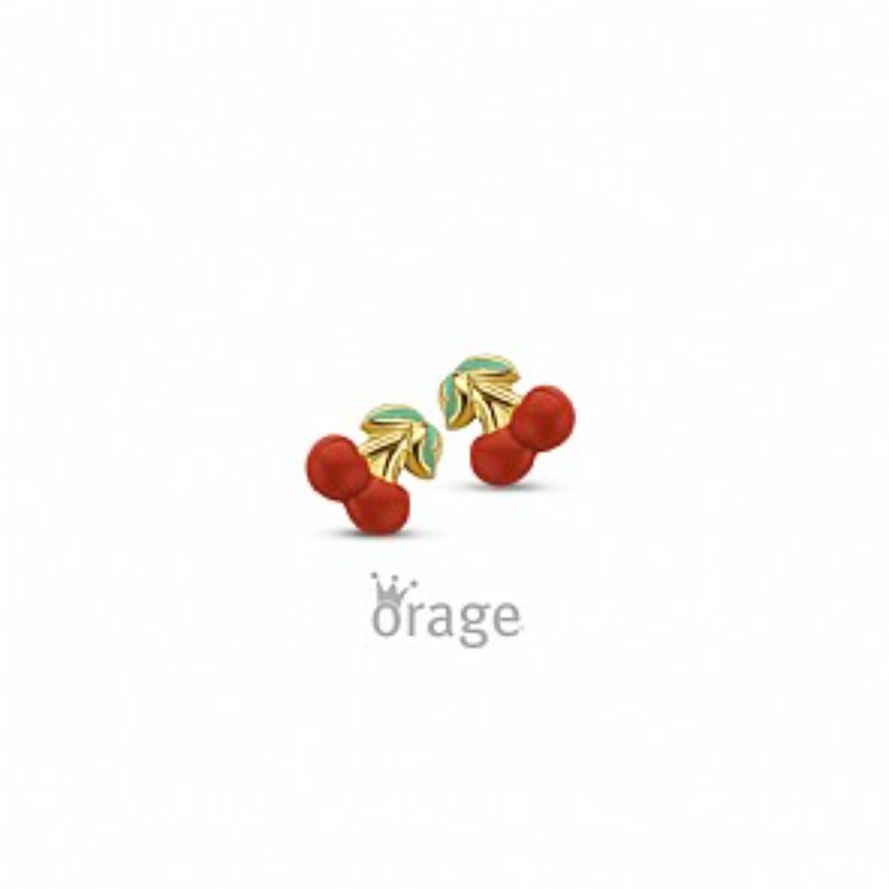 Orage Kids oorbellen rode kersen goud 9kt