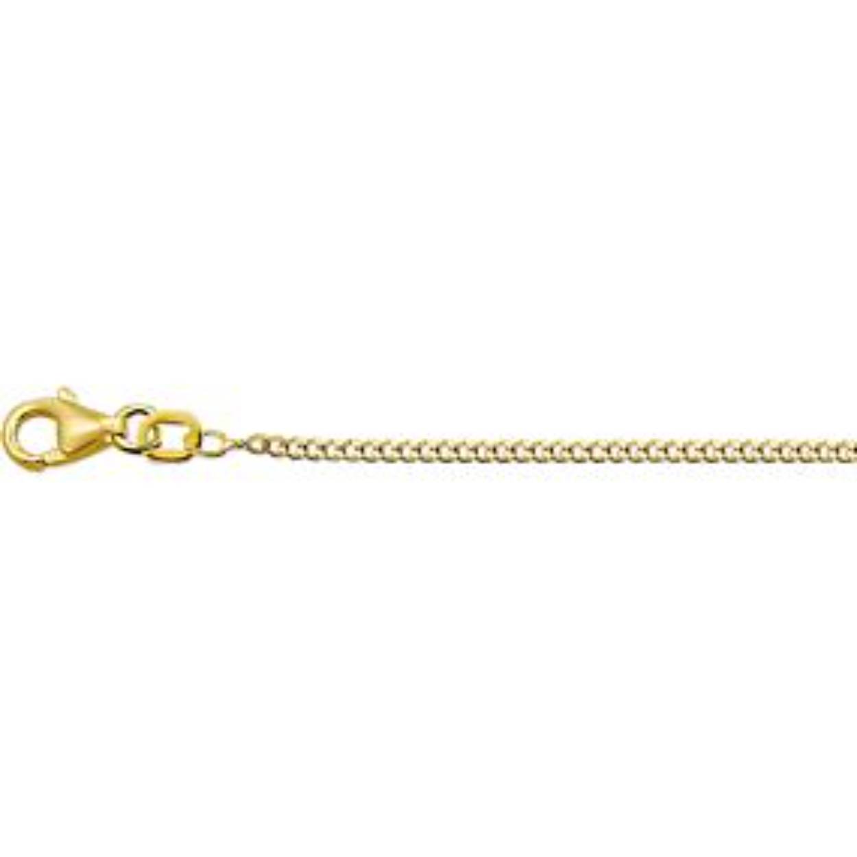 14k geelgouden collier gourmet met een dikte van 1.0 mm en lengte van 45cm uitgevoerrd met een karabijnsluiting