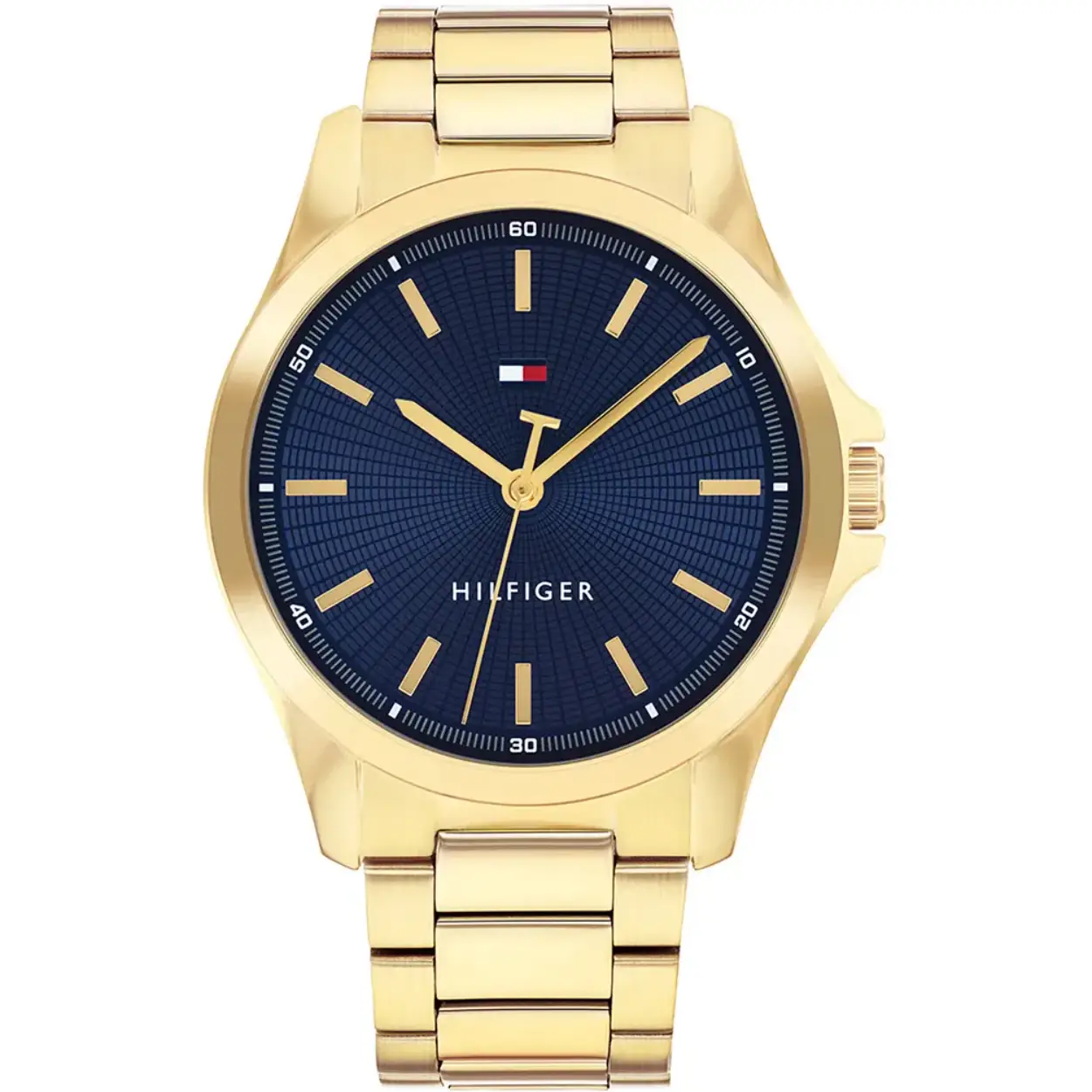 Tommy Hilfiger TH1710679 Horloge Heren Staal Goudkleurig 43mm
Dit specifieke horloge van Tommy Hilfiger uit de Bruce serie met artikelnr: TH1710679 is een sportief herenhorloge die niet in je collectie mag ontbreken. Het stalen herenhorloge heeft een goudkleurige ronde kast met een gladde bezel en een blauw geborstelde sunray wijzerplaat. Aan het horloge zit een goudkleurige schakelband met een vouwsluiting. Het horloge heeft een mineraalglas, een doorsnee van 43mm en is 3ATM.  

Het merk:
Sinds de lancering van het merk in 1985 is Tommy Hilfiger wereldwijd bekend geworden als pionier van de klassieke Amerikaanse coole stijl. Geïnspireerd door de iconische popcultuur en het Amerikaanse erfgoed. De dames en herencollectie van dit seizoen bestaan uit minimalistische silhouetten en rustieke lederen details. De herenhorlogecollectie biedt iconische uurwerken met roestvrijstalen, lederen en siliconen banden.

Specificaties:
- Mineraalglas
- Ronde kast 43mm
- Goudkleurige horlogekast
- Blauwe wijzerplaat 
- Goudkleurige schakelband 
- 3ATM