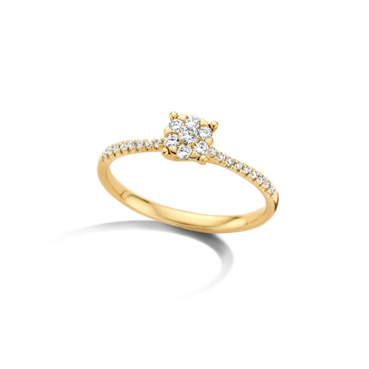Ring geel goud 18kt met diamanten.