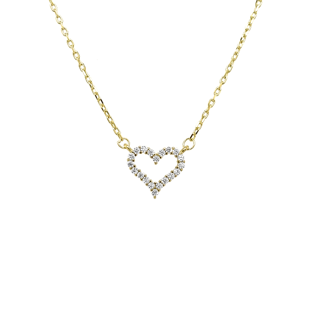 Geelgouden collier met Zirkonia Hartje