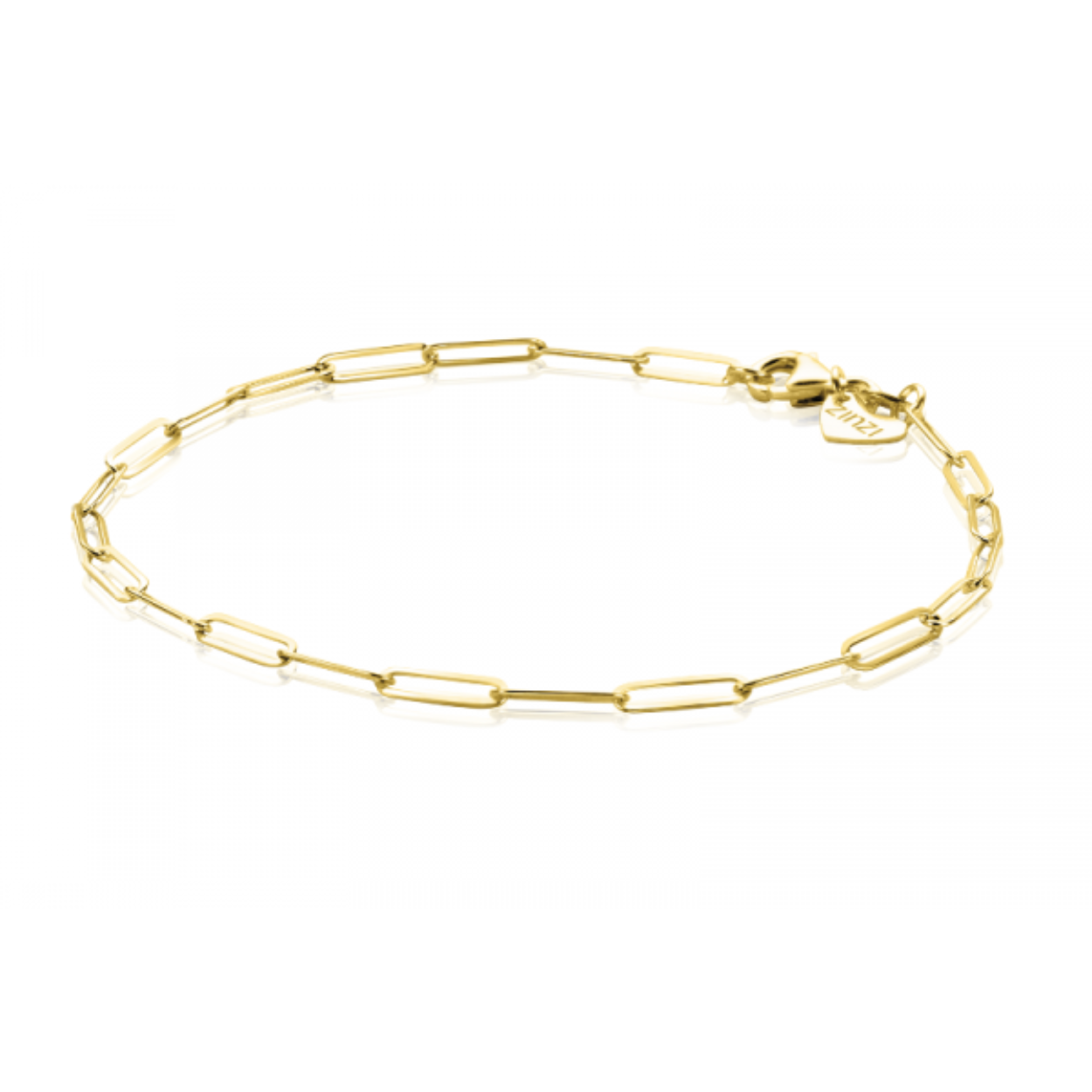 ZINZI Gold 14 karaat gouden armband met paperclip schakels 2,2mm breed ZGA296