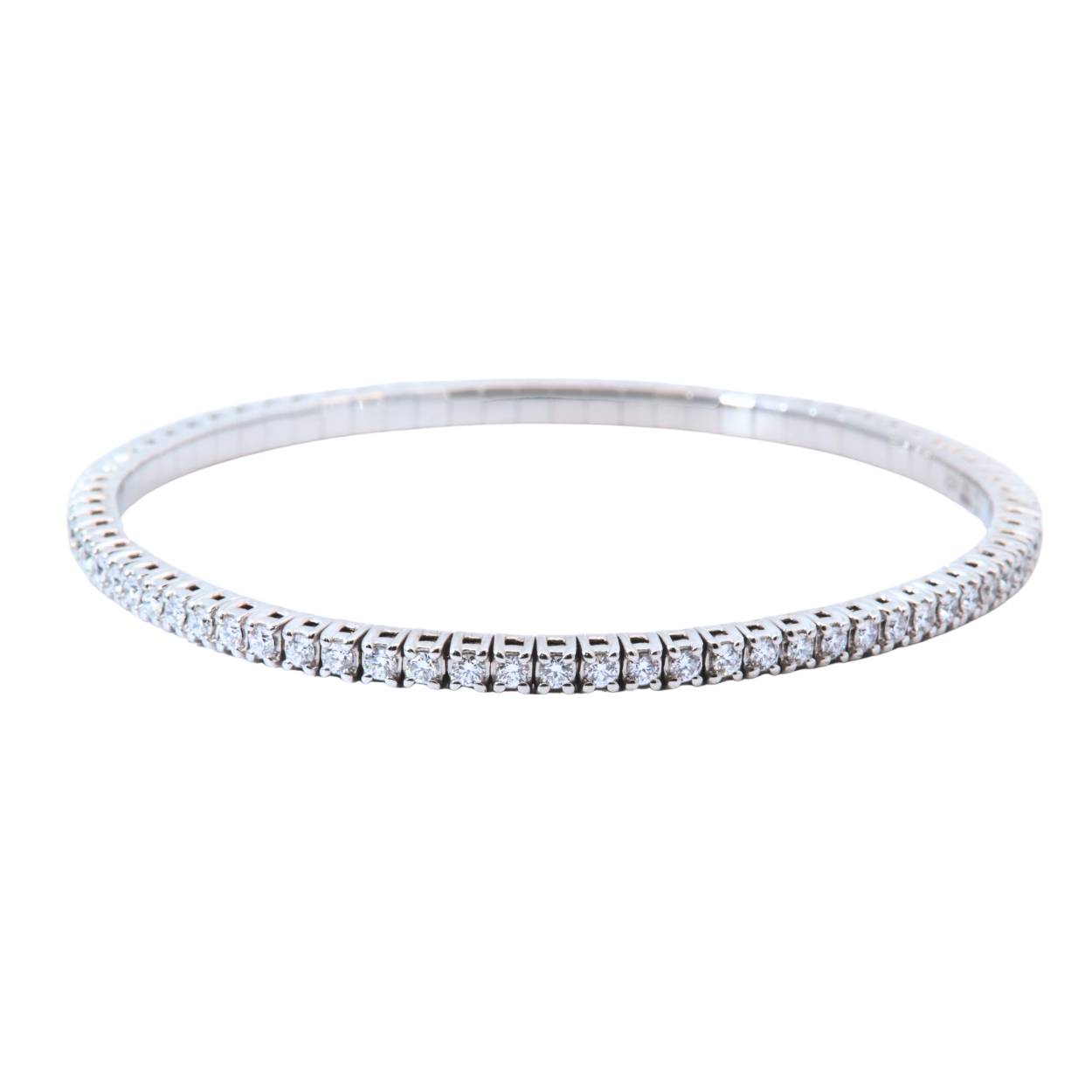 Stretcharmband in witgoud met diamanten
