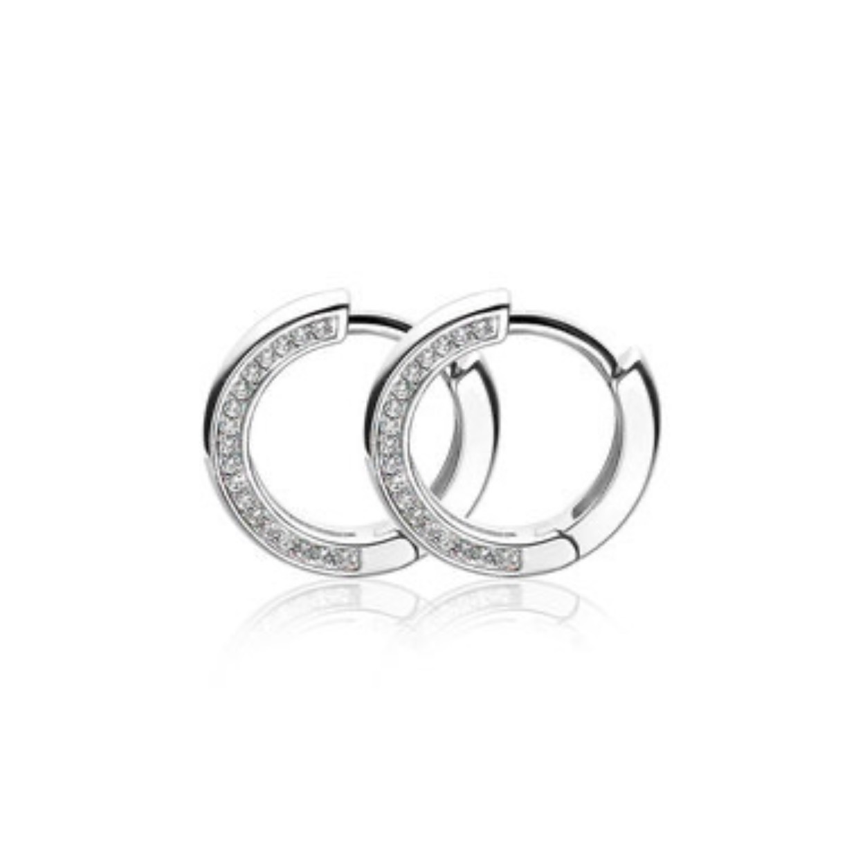 ZINZI zilveren klapcreolen golf-model 14x3mm