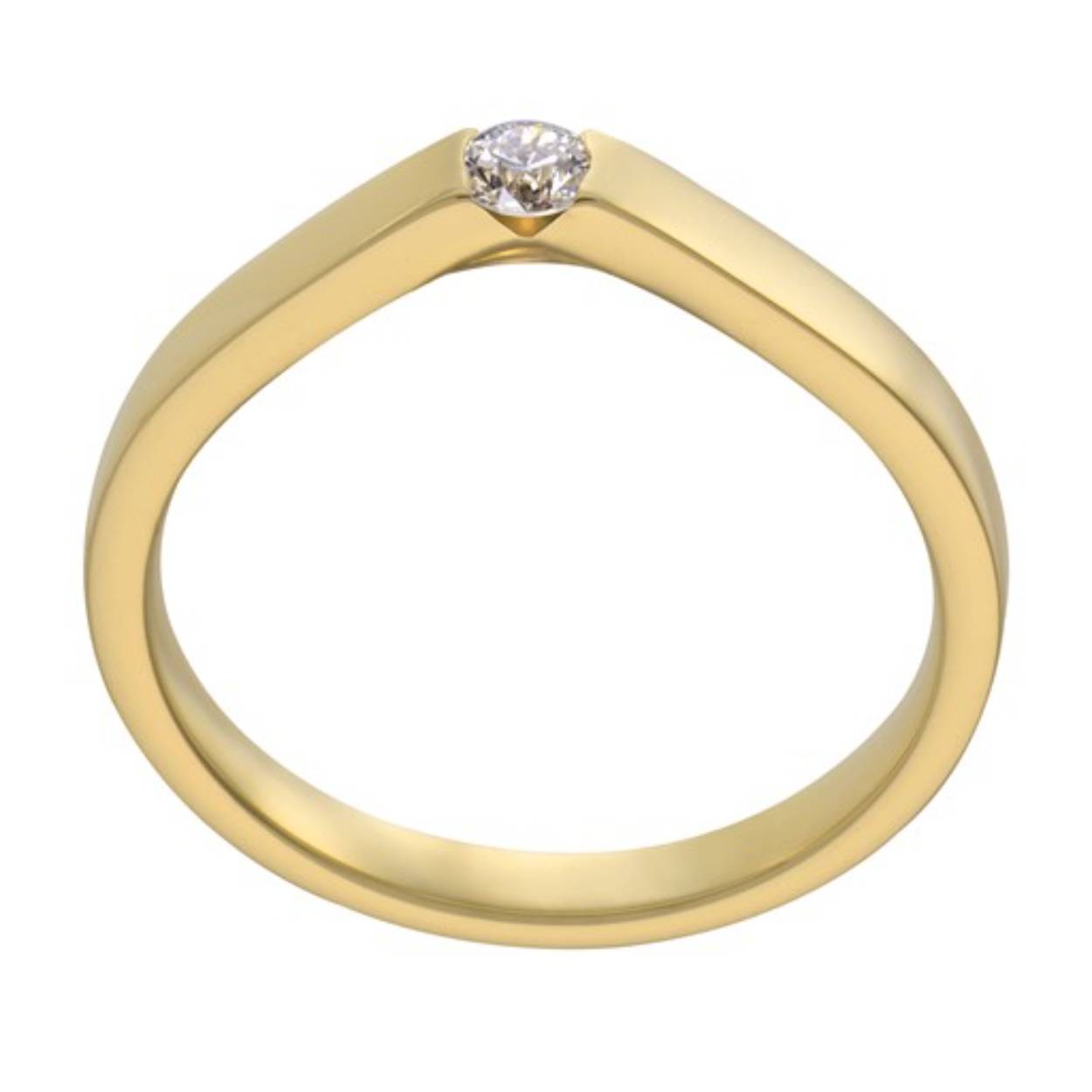14 karaats gouden ring met een solitair gezette 0.010ct diamant briljant geslepen
